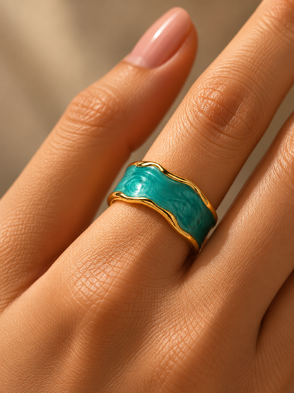 Turquoise Wave Band Ring