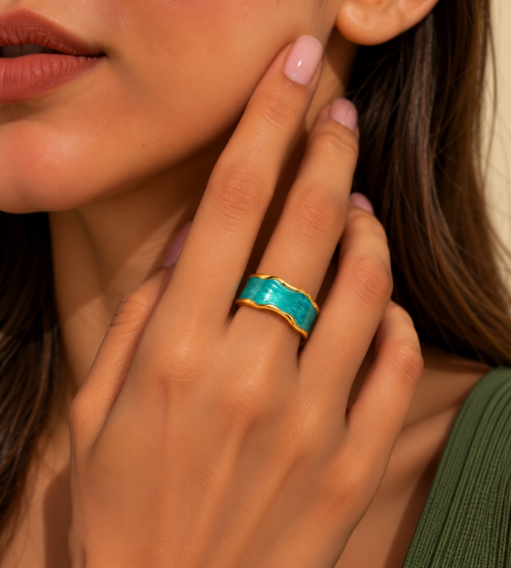 Turquoise Wave Band Ring