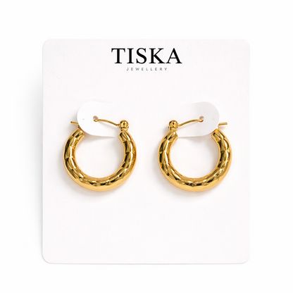 Golden Textured Hoop Earrings  (Anti tarnish)