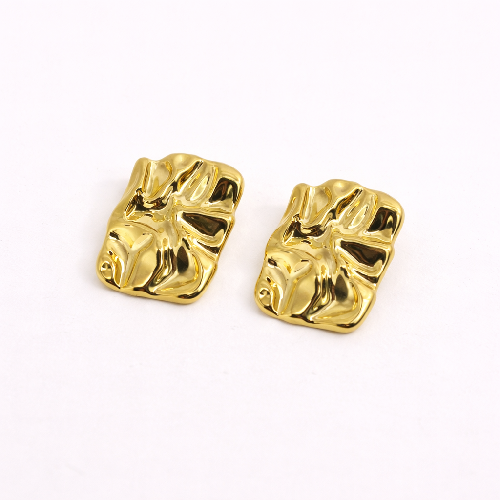 Molten Gold Texture Stud Earrings