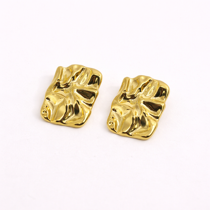Molten Gold Texture Stud Earrings