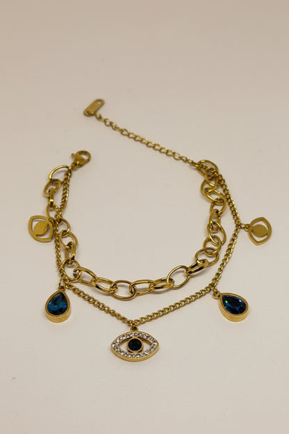 Evil Eye Charm Layered Bracelet