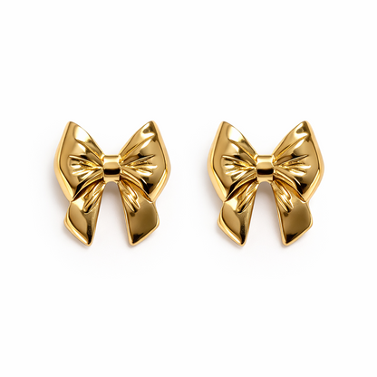 Golden Bow Statement Earrings (Anti tarnish)