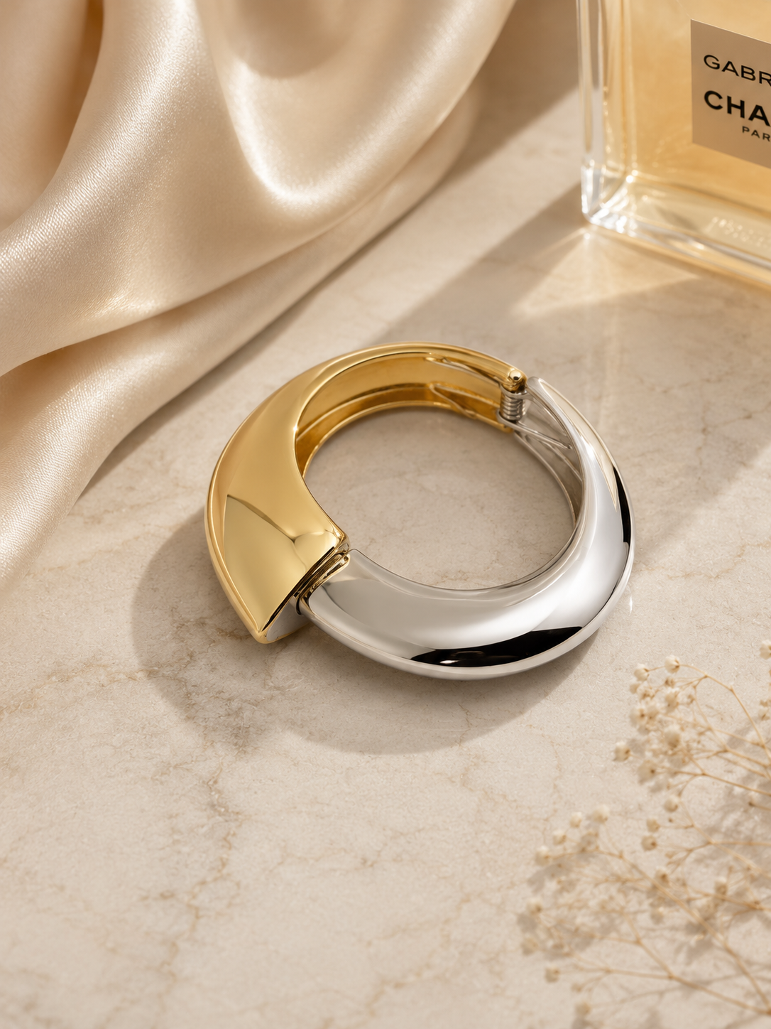 Luxe Dual Tone Statement Cuff Bracelet