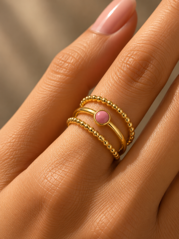 Blush Pink Triple Band Ring