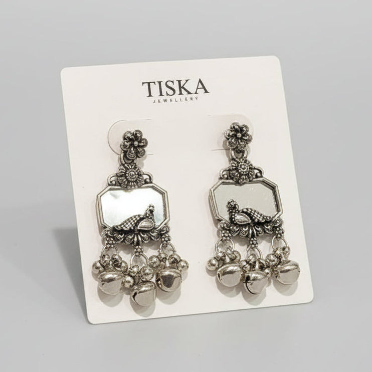 Vintage Bird Ghungroo Oxidised Earrings