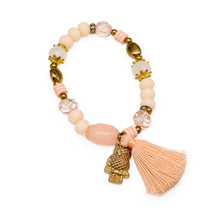 Blush Luxe Charm Bracelet Set (Set of 4) – Beaded Tassel Stack