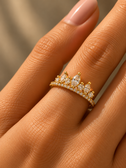 Crystal Crown Adjustable Ring