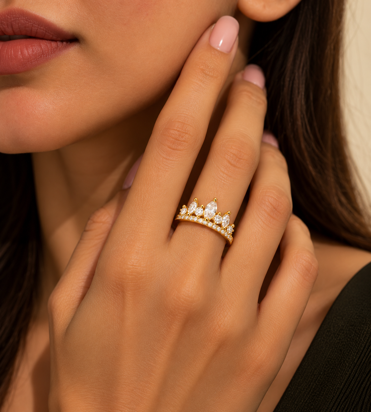 Crystal Crown Adjustable Ring