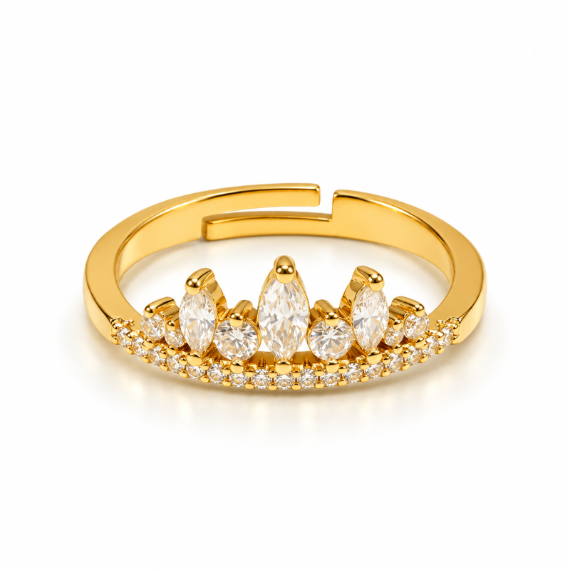 Crystal Crown Adjustable Ring