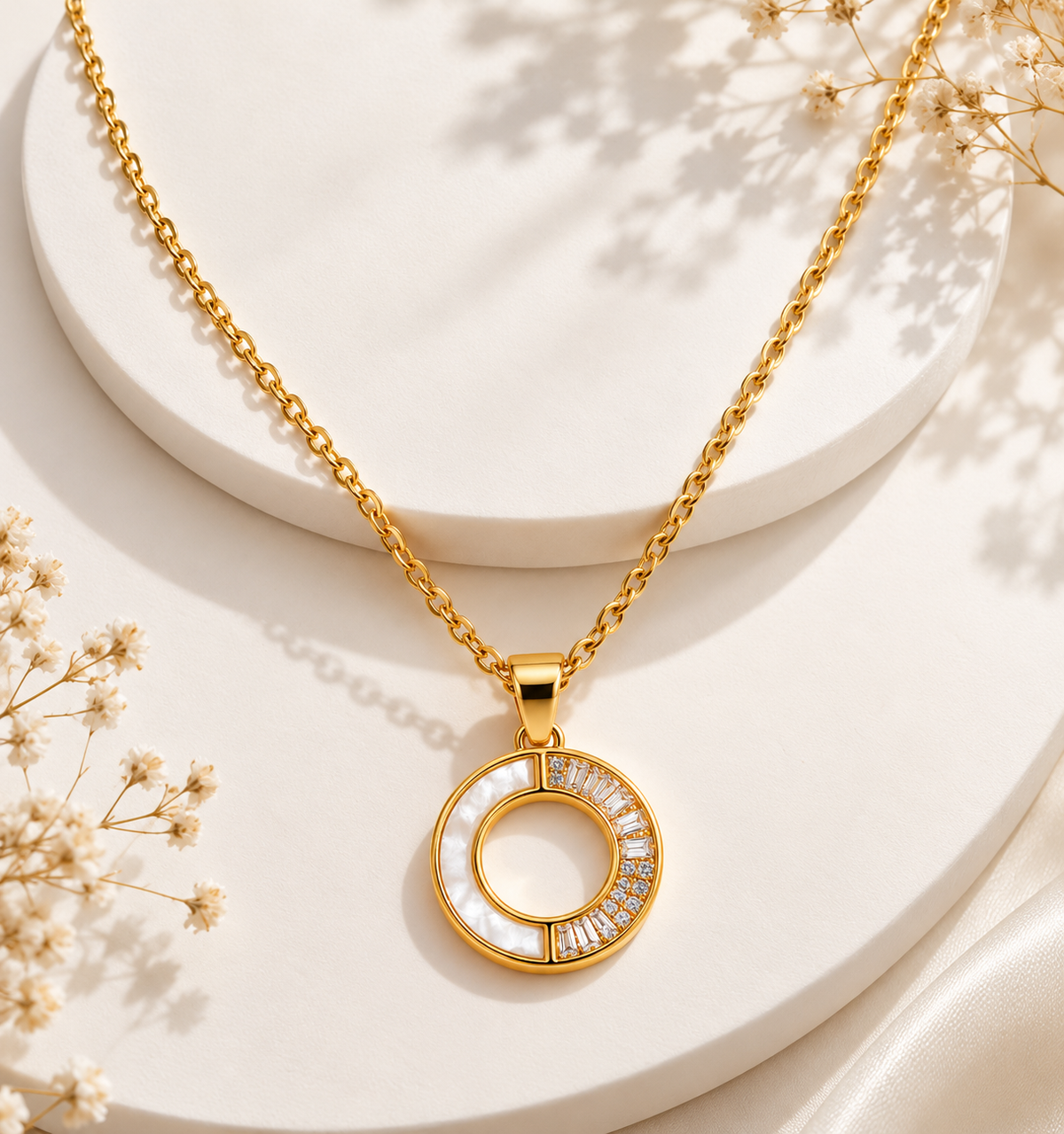 Crystal Circle Pendant Necklace