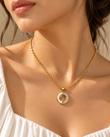 Crystal Circle Pendant Necklace