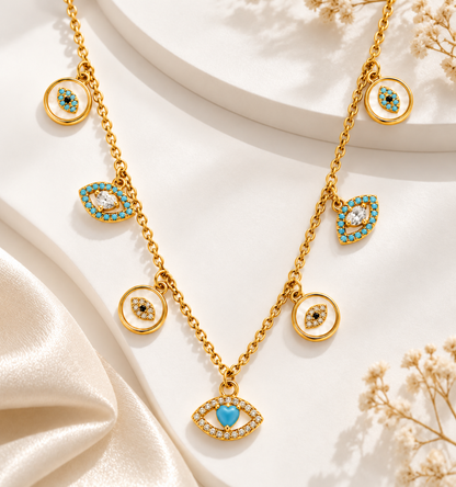 Turquoise Evil Eye Charm Necklace