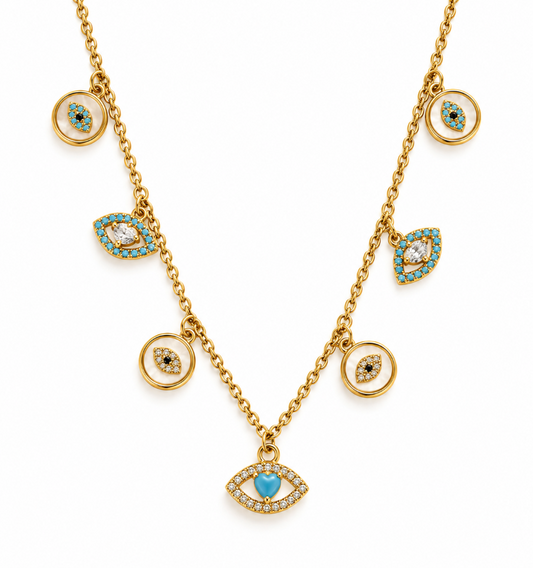 Turquoise Evil Eye Charm Necklace