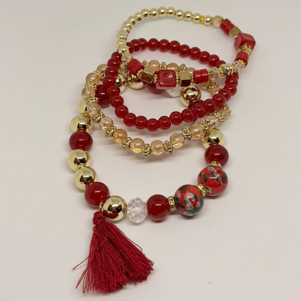 Ruby Charm Bracelet  (Set of 4)