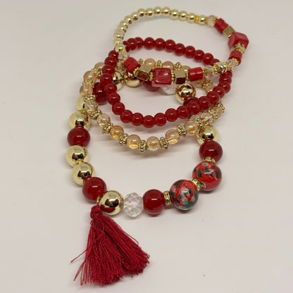 Ruby Charm Bracelet  (Set of 4)