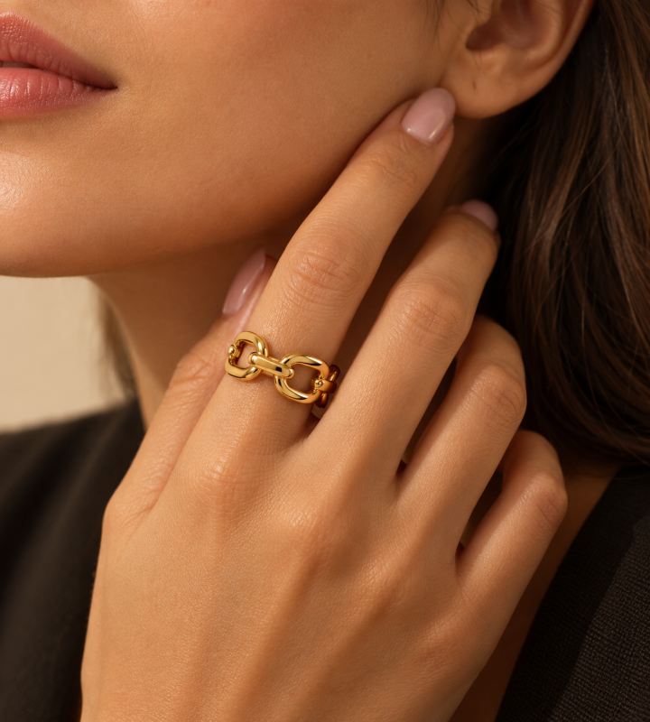 Golden Link Chain Ring