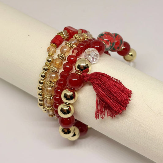 Ruby Charm Bracelet  (Set of 4)