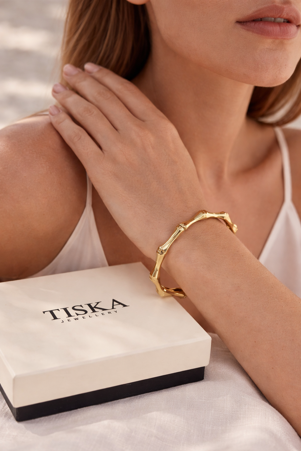 Textured Gold Cuff Bracelet (Anti Tarnish)