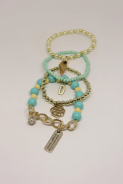 Aqua Charm Bracelet (Set of 4)