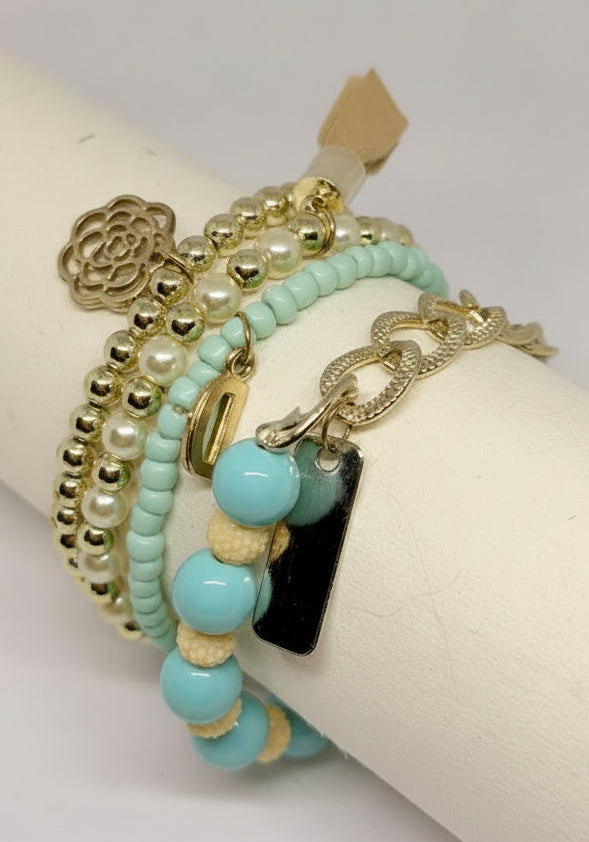 Aqua Charm Bracelet (Set of 4)