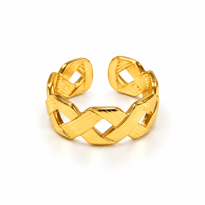 Golden Braided Open Band Ring