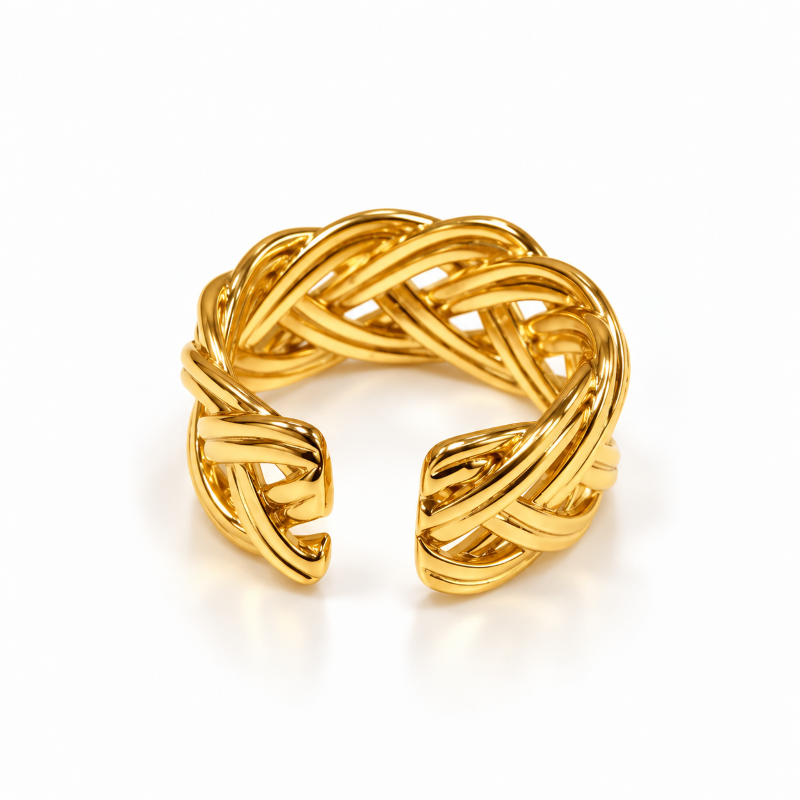 Golden Woven Statement Ring