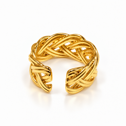 Golden Woven Statement Ring