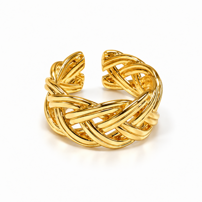 Golden Woven Statement Ring