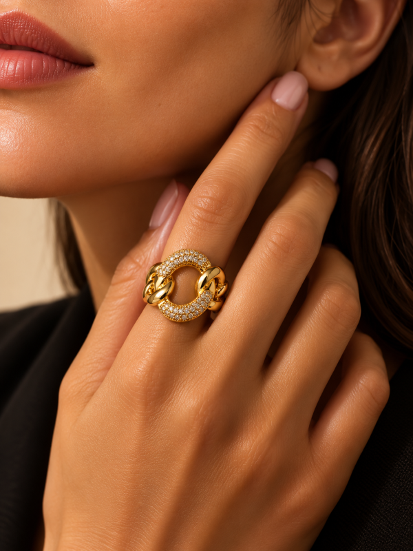 Crystal Link Statement Ring