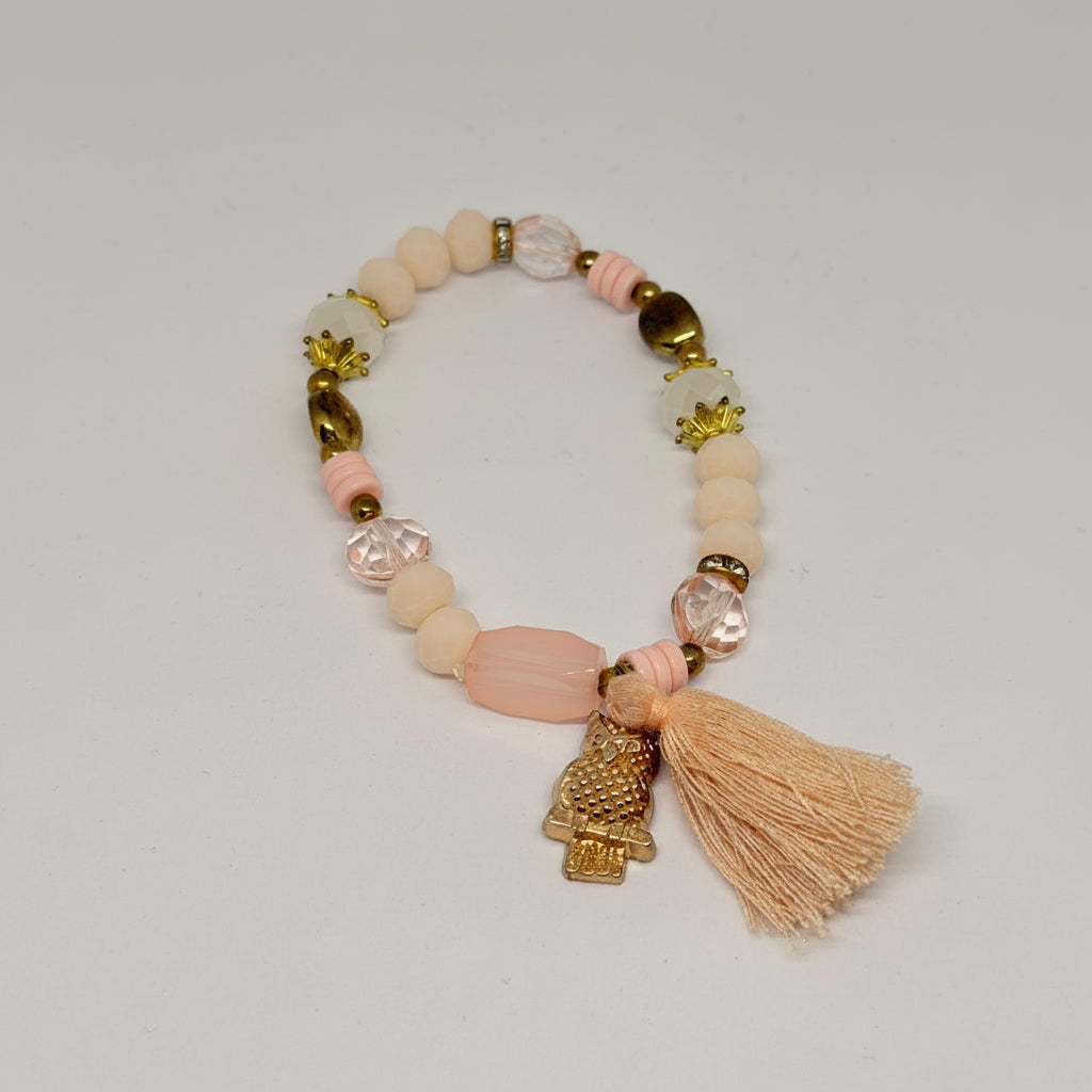 Blush Luxe Charm Bracelet Set (Set of 4) – Beaded Tassel Stack