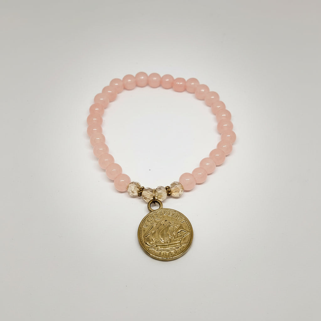 Blush Luxe Charm Bracelet Set (Set of 4) – Beaded Tassel Stack