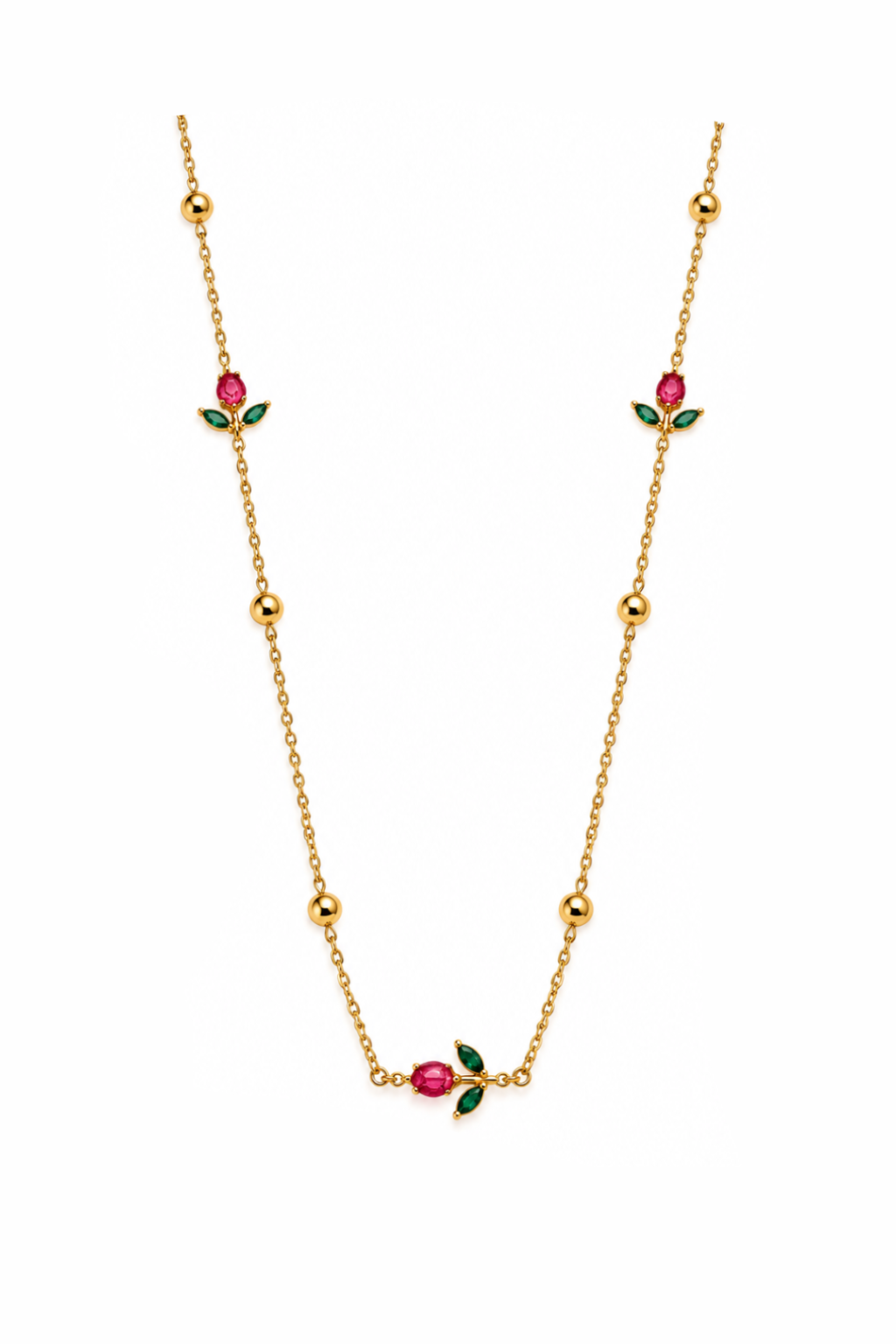 Mini Rose Floral Chain Necklace