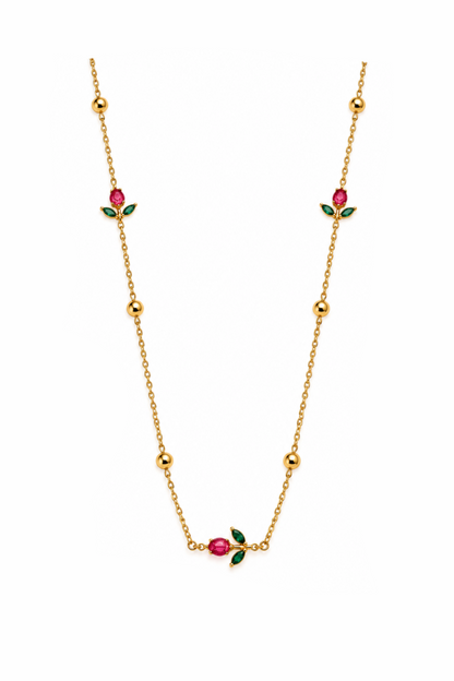Mini Rose Floral Chain Necklace