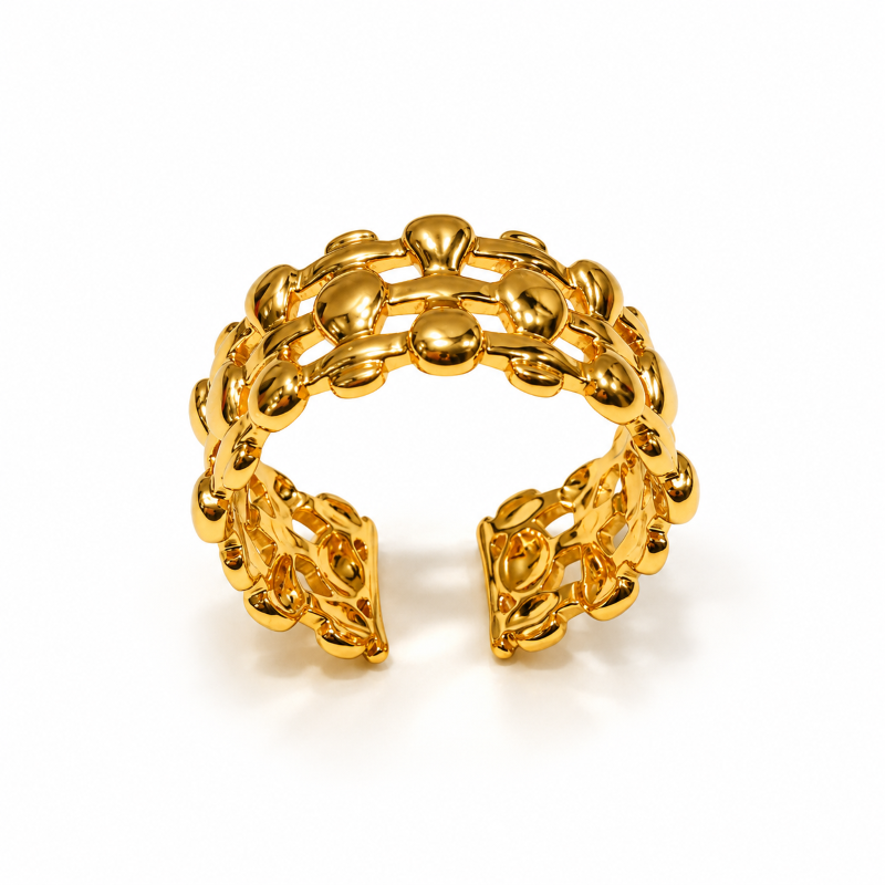 Golden Floral Vine Statement Ring