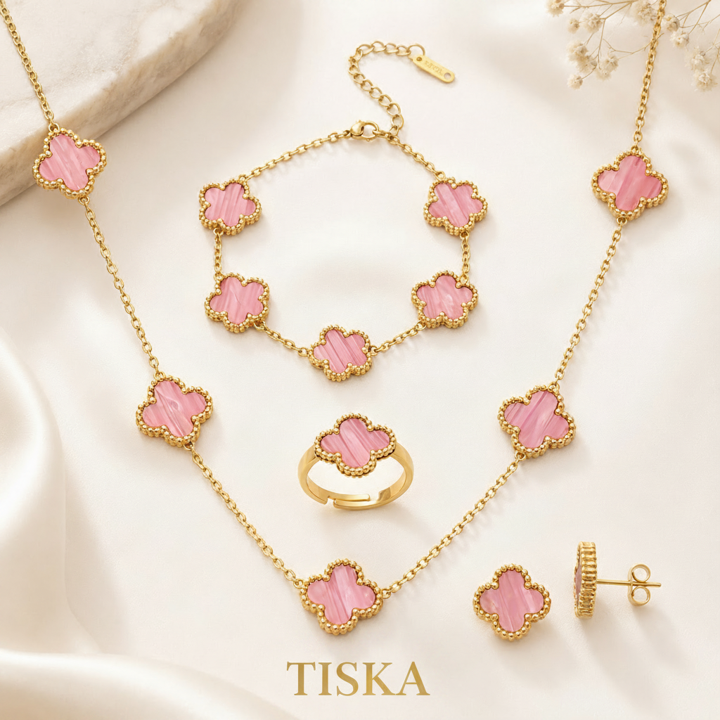 Royal Pink Clover Luxe Jewellery Set of 4