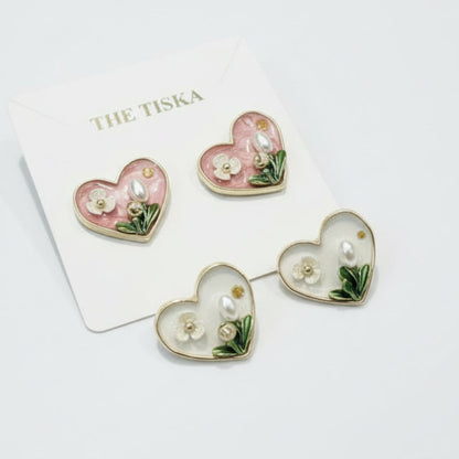 Blooming Heart Garden Stud Earrings