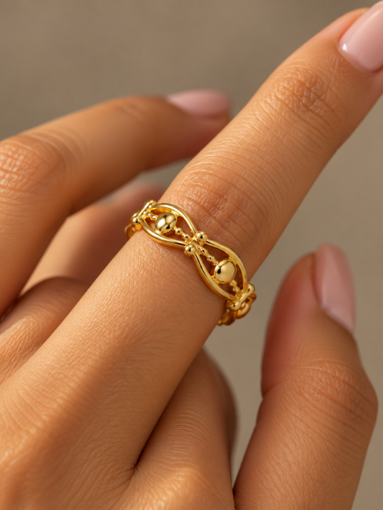 Orb Twist Adjustable Ring (Anti tarnish) | Opening Adjustable 14K Gold-plated Stainless Steel Ring