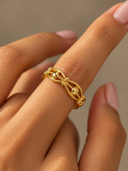 Orb Twist Adjustable Ring (Anti tarnish) | Opening Adjustable 14K Gold-plated Stainless Steel Ring