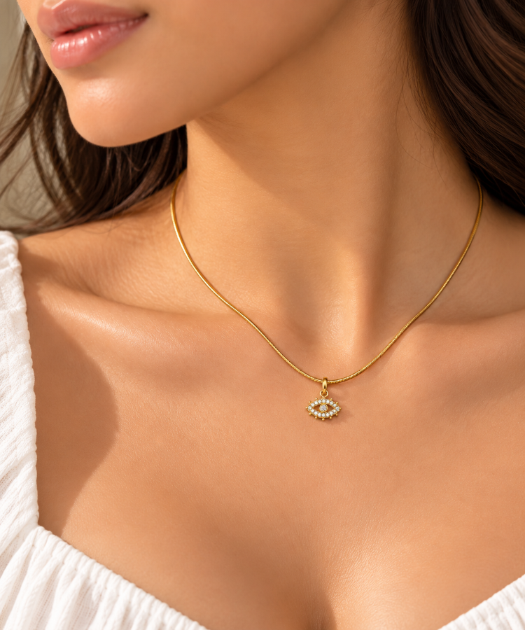 Crystal Evil Eye Pendant Necklace