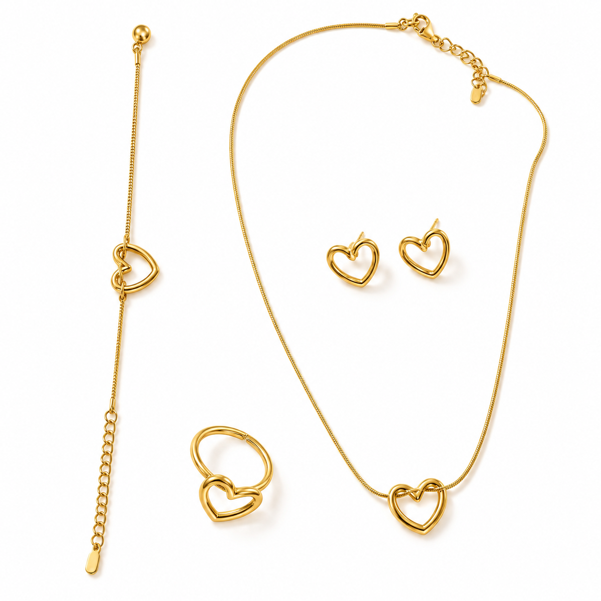 Golden Heart Jewellery Set OF 4