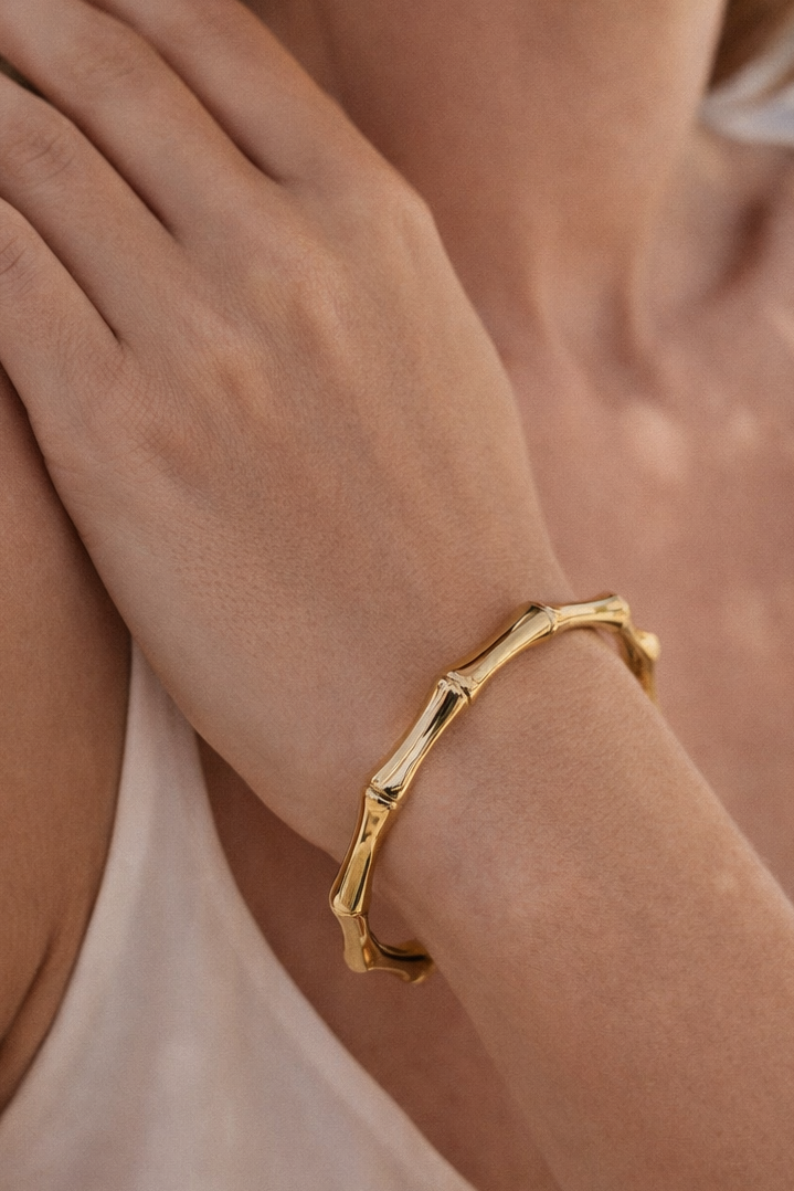 Textured Gold Cuff Bracelet (Anti Tarnish)
