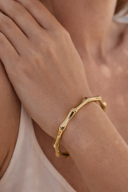 Textured Gold Cuff Bracelet (Anti Tarnish)