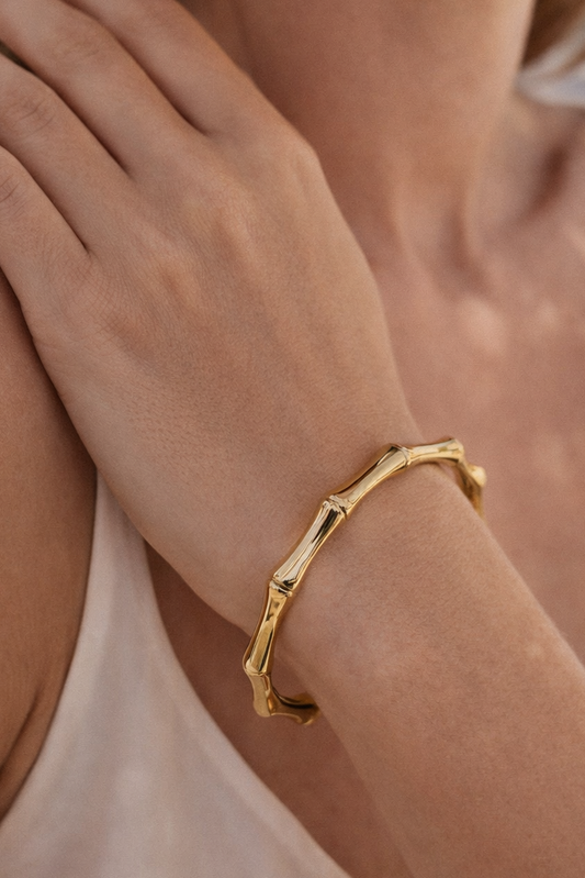 Textured Gold Cuff Bracelet (Anti Tarnish)