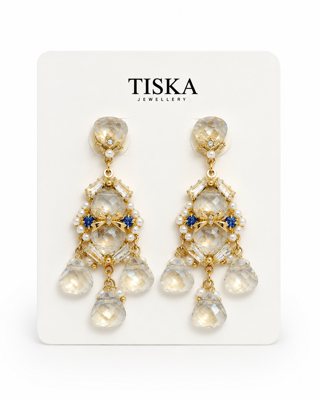 Crystal Pearl Statement Drop Earrings