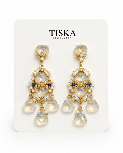 Crystal Pearl Statement Drop Earrings
