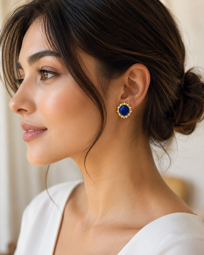 Midnight Pearl Halo Stud Earrings