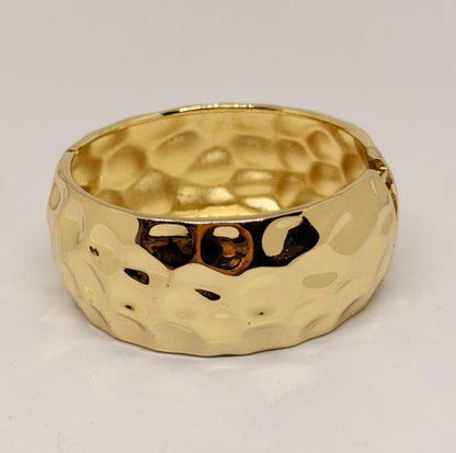 Gold Hammered Cuff Bracelet (Anti-Tarnish)