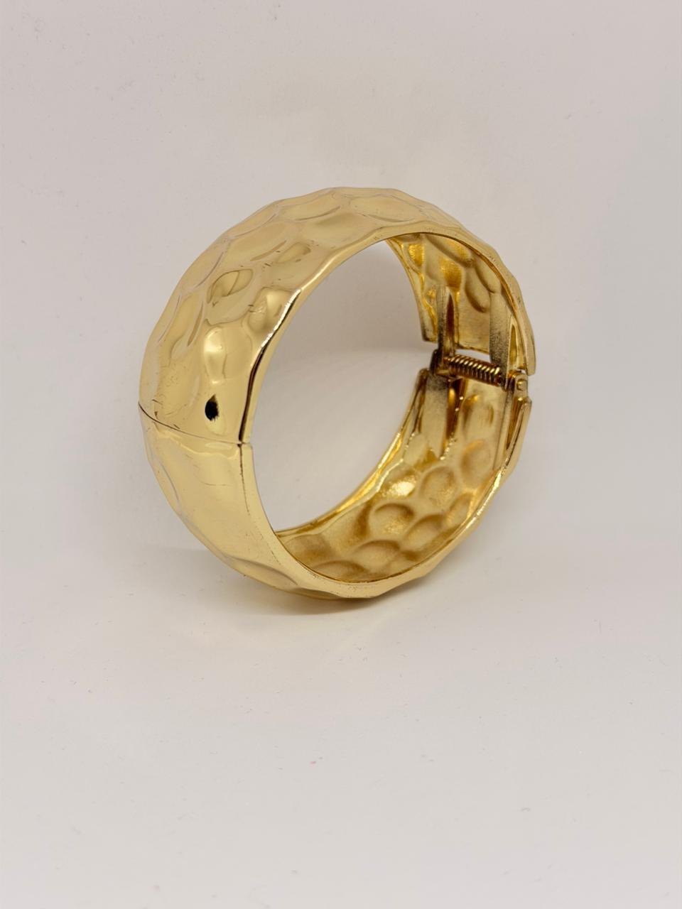 Gold Hammered Cuff Bracelet (Anti-Tarnish)