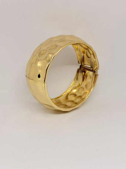 Gold Hammered Cuff Bracelet (Anti-Tarnish)